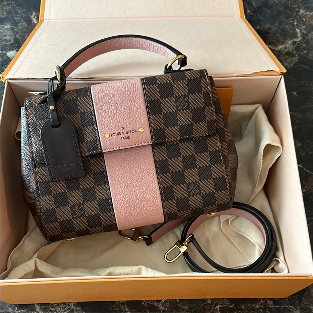 Louis Vuitton Pink and Brown Satchel with Damier Pattern